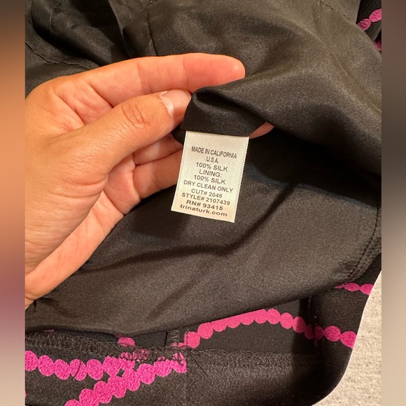 TRINA TURK Purple One Shoulder Silk Mini Dress with Dot Pattern + Fringe EUC - Picture 8 of 8